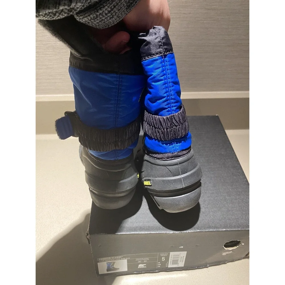 Sorel Toddler Flurry Black Super‎ Blue Winter Snow Boots Size 5 1855191014 NIB